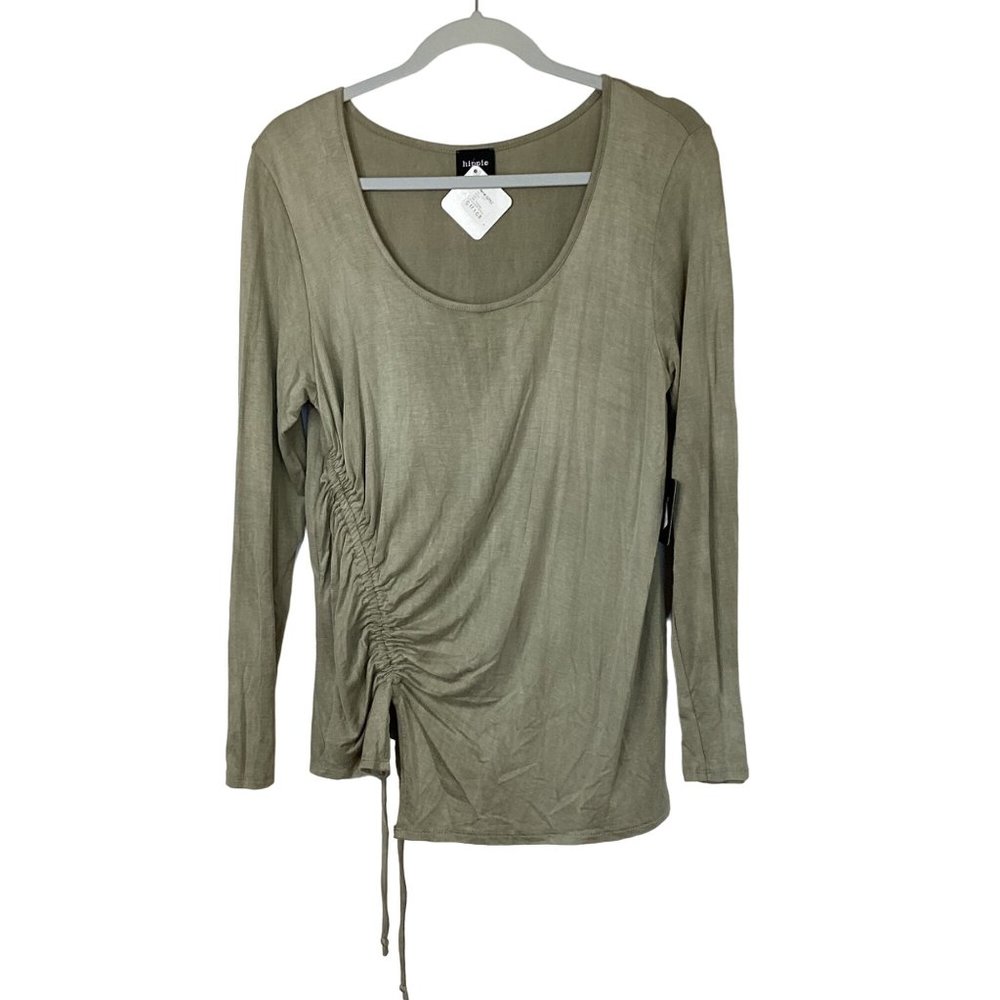 NWT Hippie Chic Side Ruche Tie Long Sleeve Shirt Stretchy Earthy Size Large